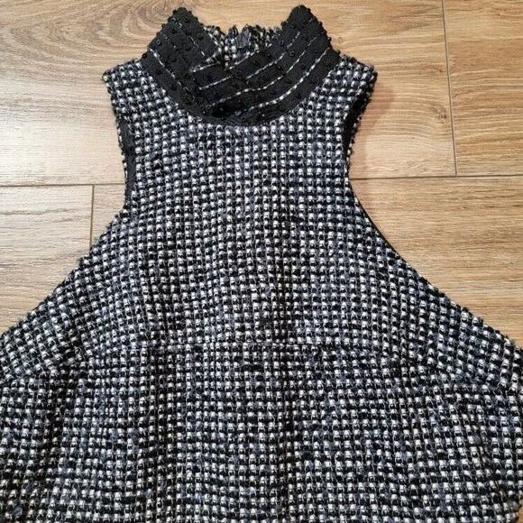 NEW Karl Lagerfield Dress Sz 8 Black Gray Sheath Tweed Racer Back Sleeveless - Picture 3 of 13